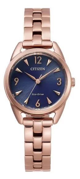 Citizen® Ladies' Eco-Drive® Rose Gold-Tone Watch w/Blue Dial