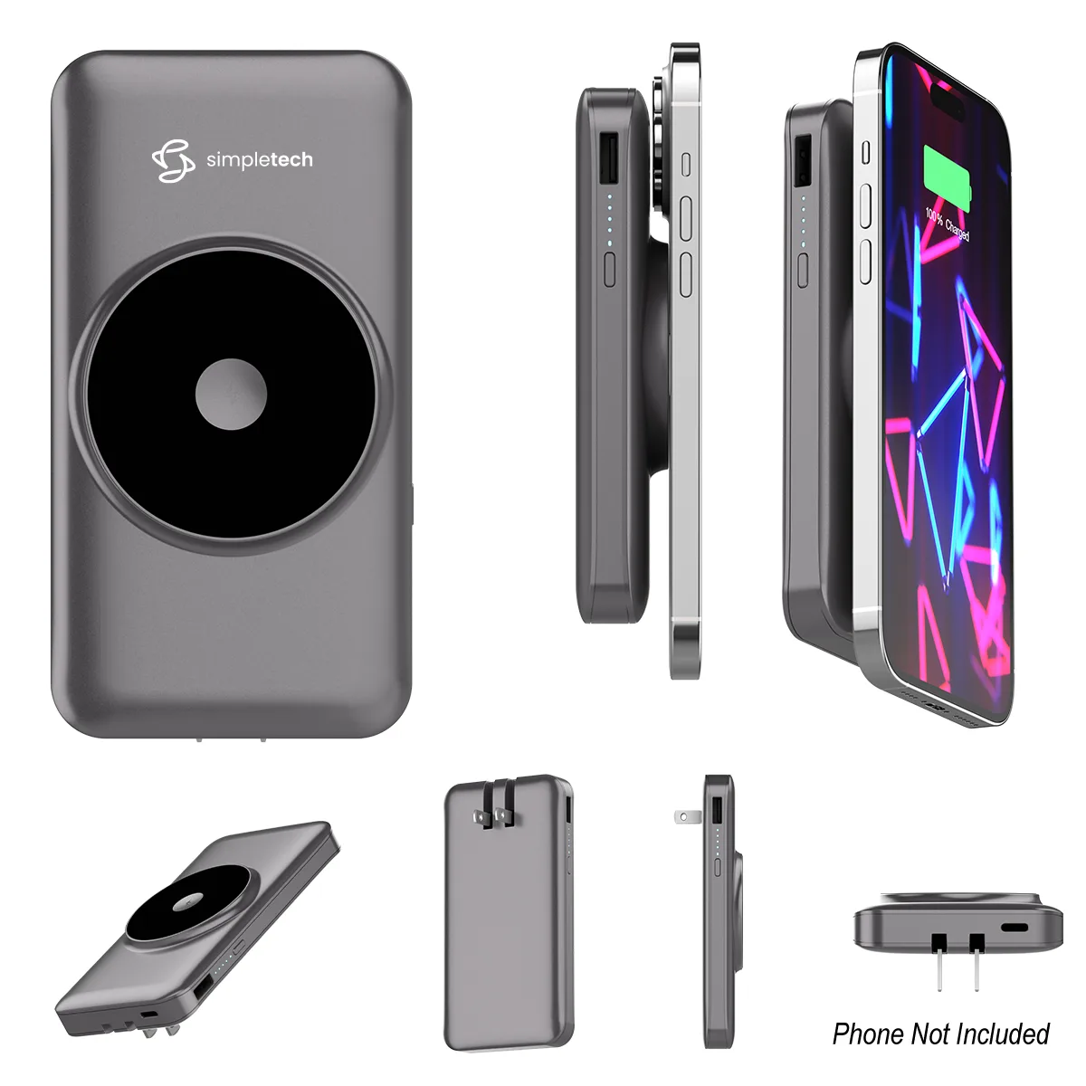 10,000mah Phonesuit Mag All-in-one Wireless Battery Pack & Wall Adapter view 2