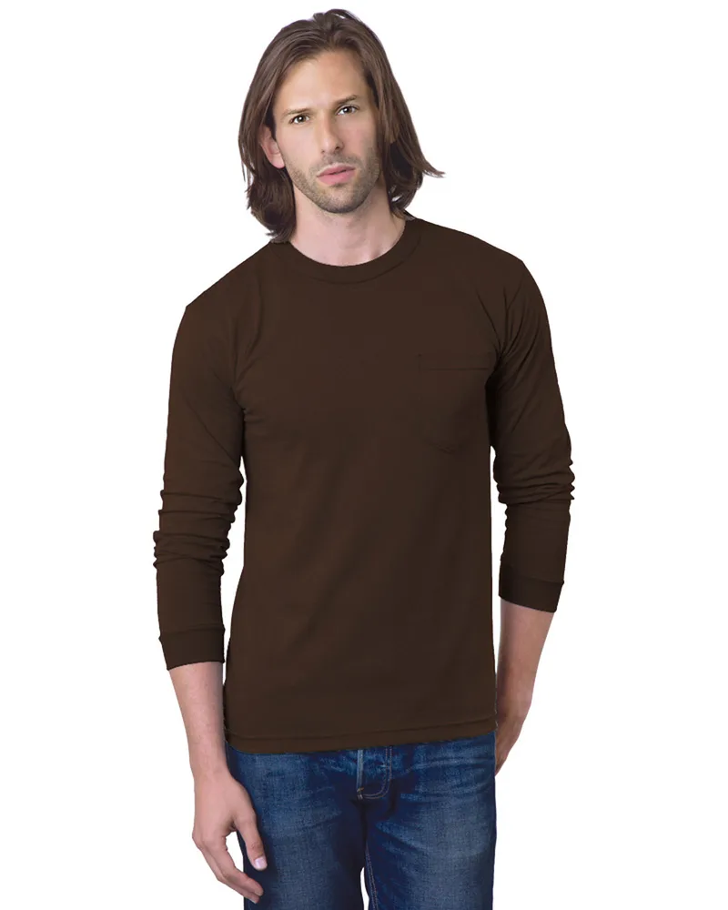 BAYSIDE Adult USA Made Heavyweight Long-Sleeve Pocket T-Shirt view 7