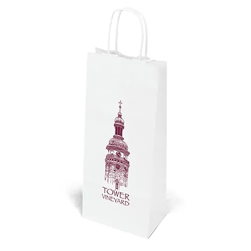 Vino - White Shopper - Flexo Ink Print (5 1/2" x 3 1/2" x 13")