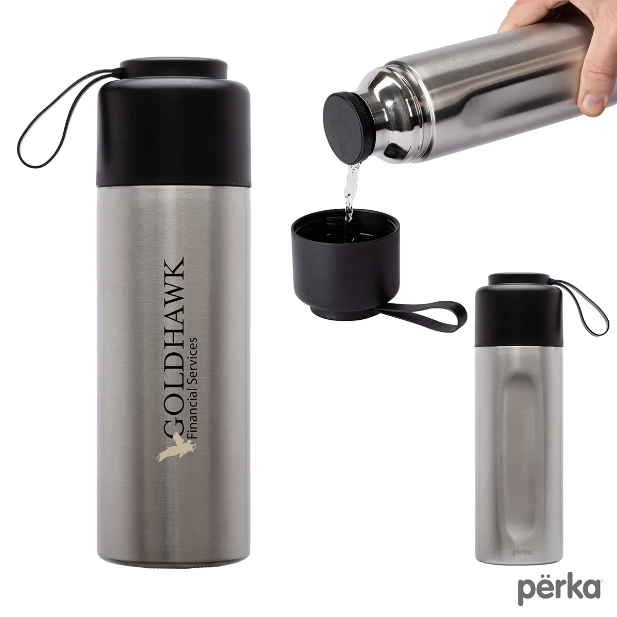 Perka Brixton 17 oz. Double Wall, Stainless Steel Water Bottle