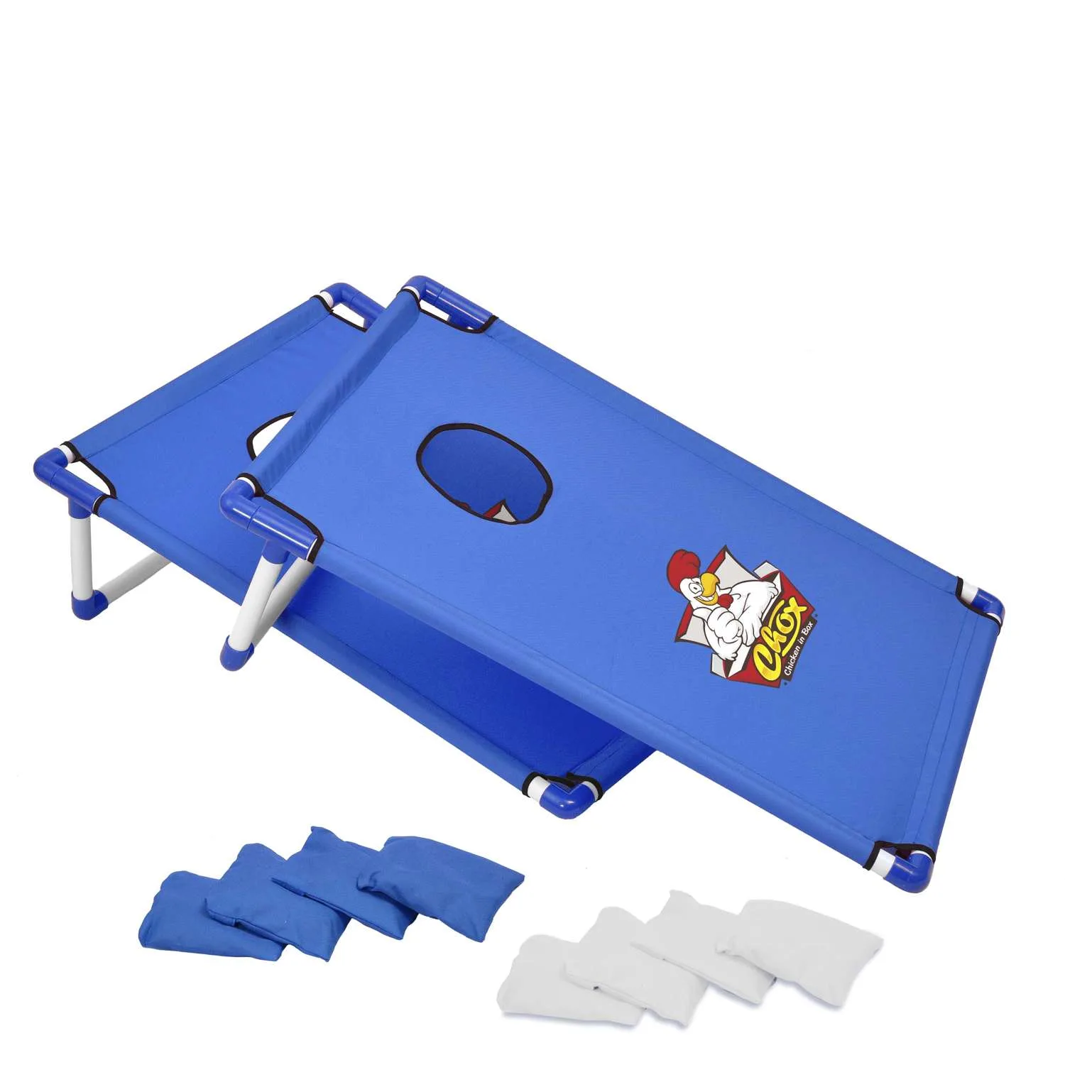 Portable Cornhole, 4 Navy & White Bean Bags view 5