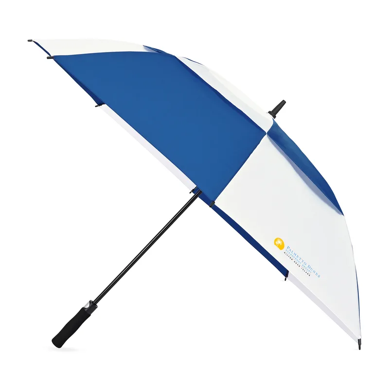 Elements 60" Recycled Auto Open Double Canopy Golf Umbrella - Royal-White