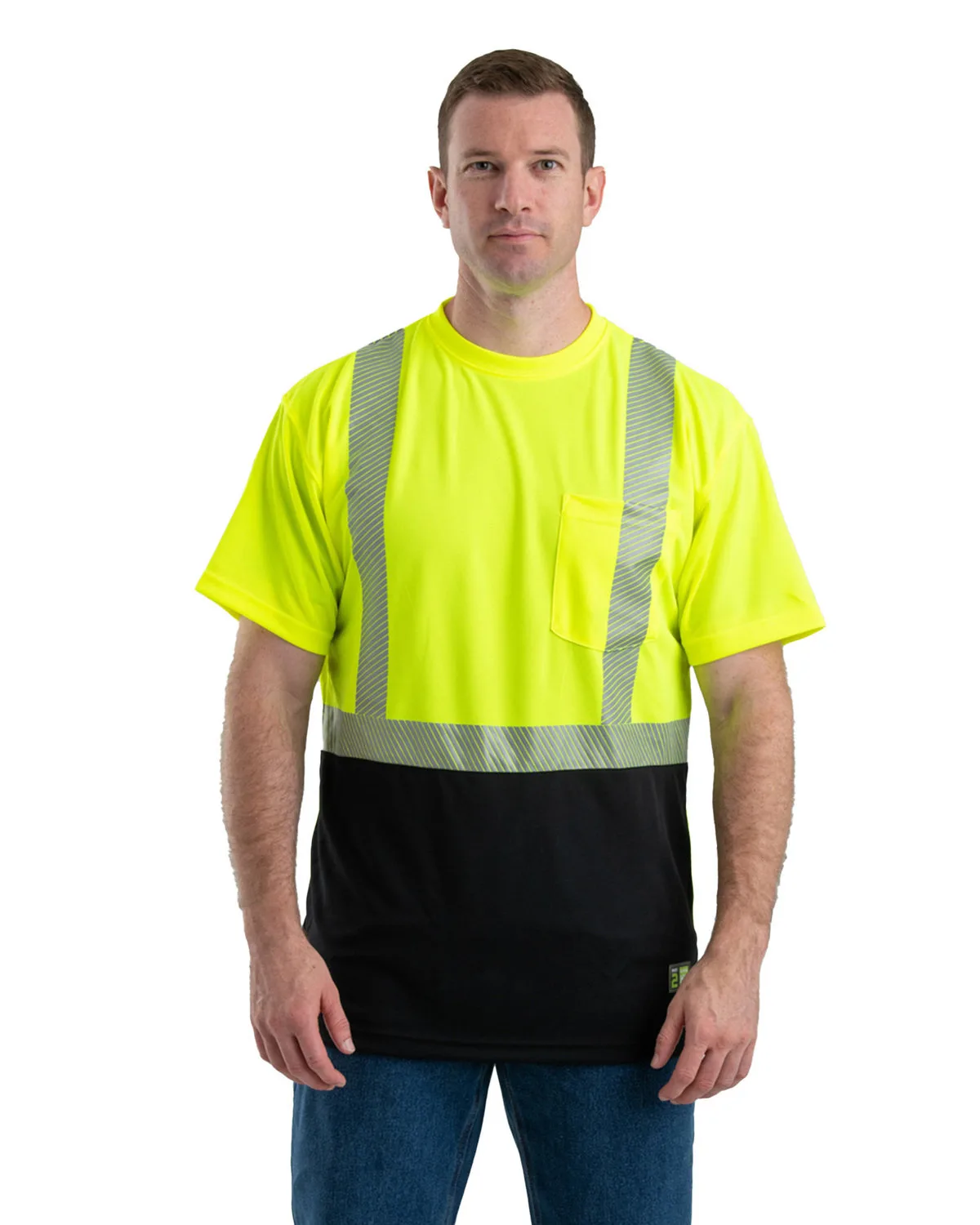 Berne® Apparel Unisex Hi-Vis Class 2 Color Blocked Pocket T-Shirt