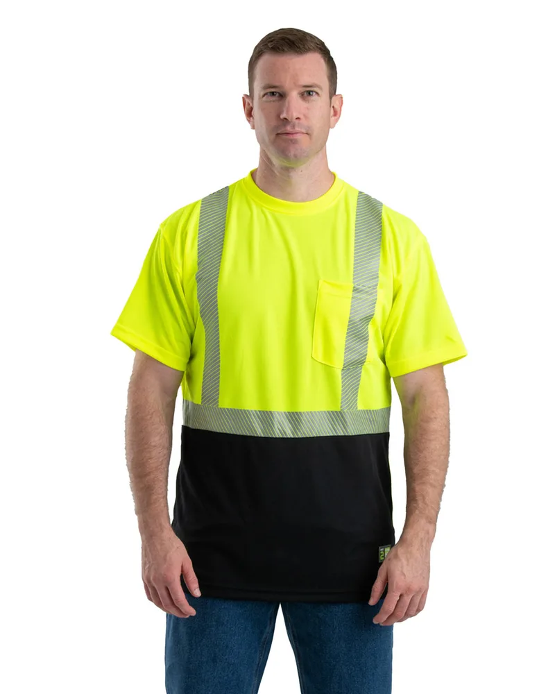 Berne® Apparel Unisex Hi-Vis Class 2 Color Blocked Pocket T-Shirt