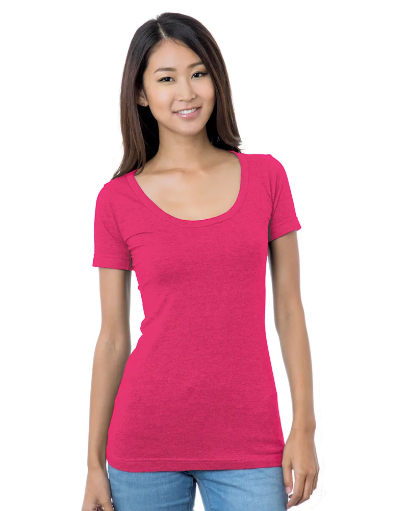 BAYSIDE Ladies' USA Made Wide Scoop Neck T-Shirt view 2