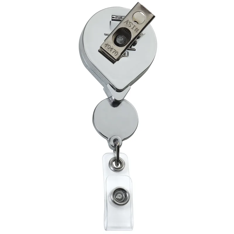 Chrome Double Up Round Retractable Badge Reel view 3
