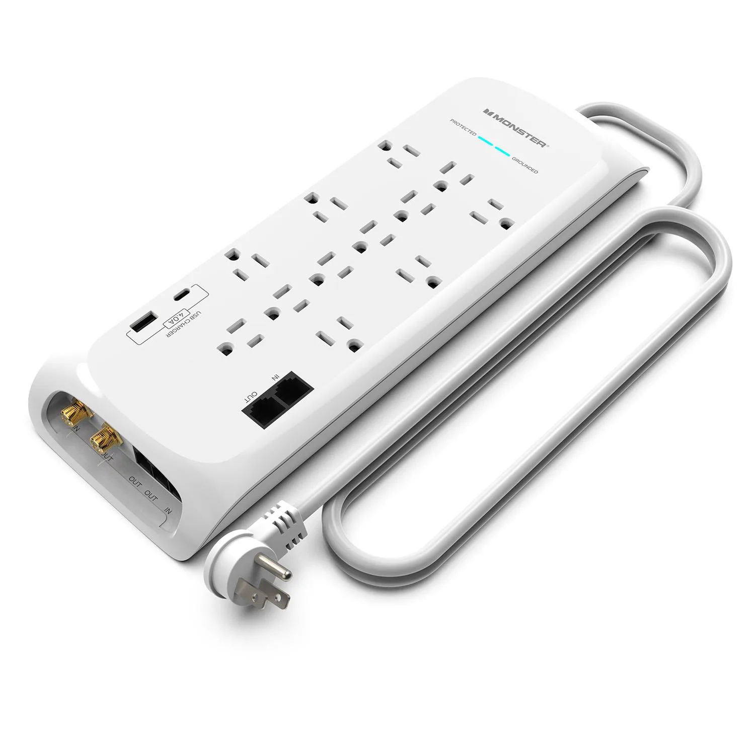 Monster Power Strip/Surge Protector 6' - White