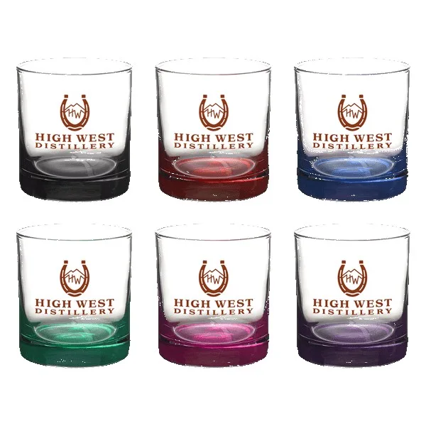 Double Rocks 10.5 oz Lexington Rocks Whiskey Glass with Color Bottom