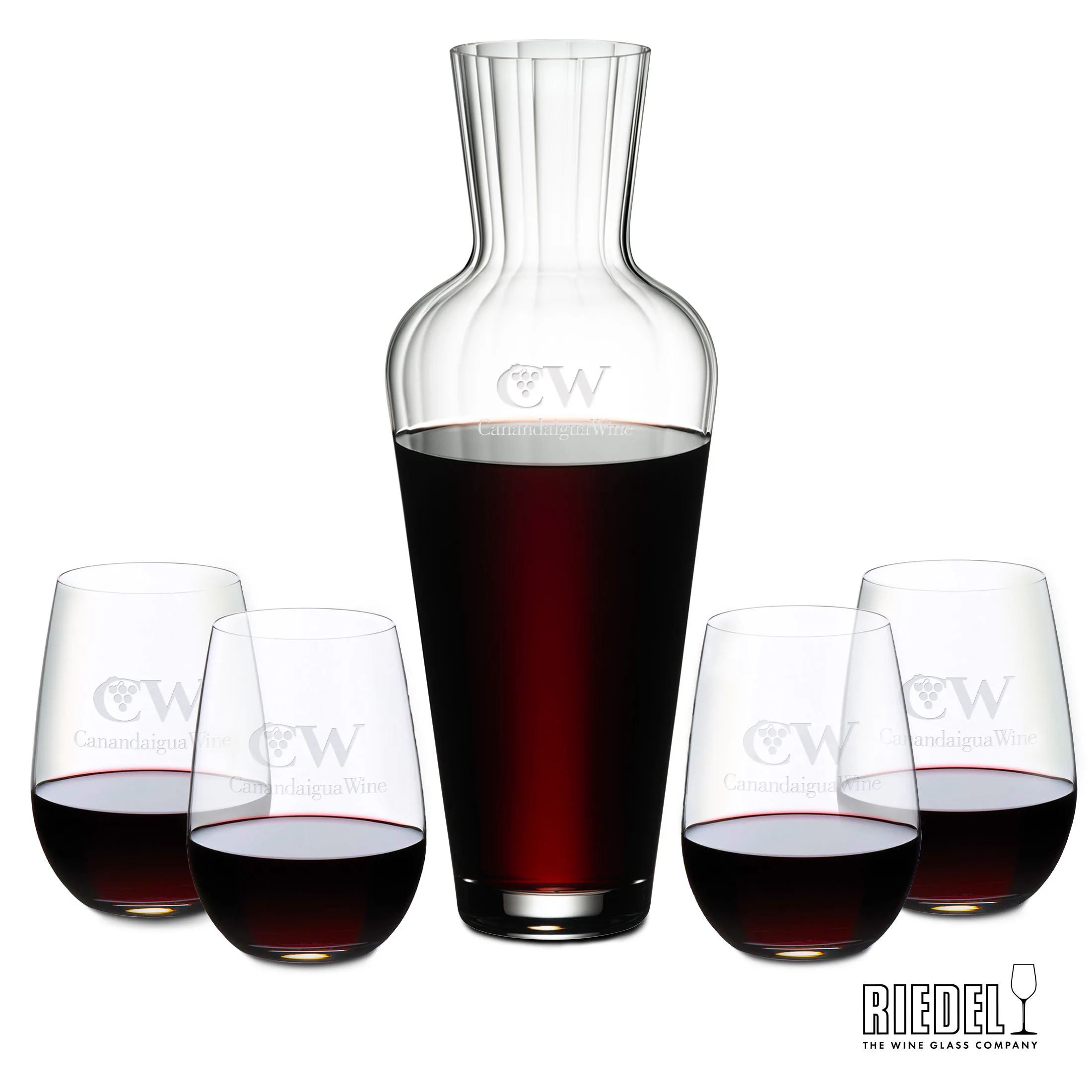 Carafe Stemless Set, Stemless Set, Decanter & 4 Wine