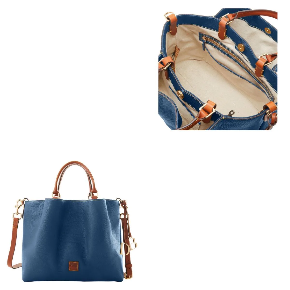 Dooney & Bourke Blue Pebble Grain Large Barlow