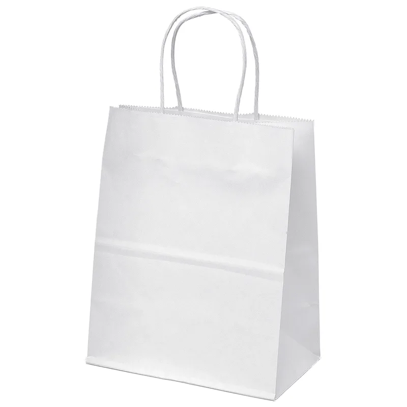 Mini - White Shopper - Flexo Ink Print (8" x 4 1/2" x 10 3/4")