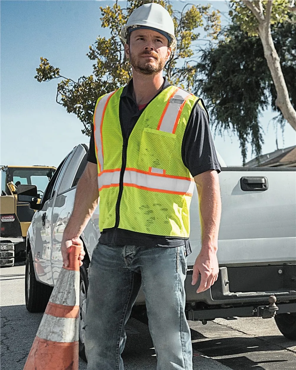 Kishigo® Unisex Economy Contrasting Vest w/Zippered Front view 2