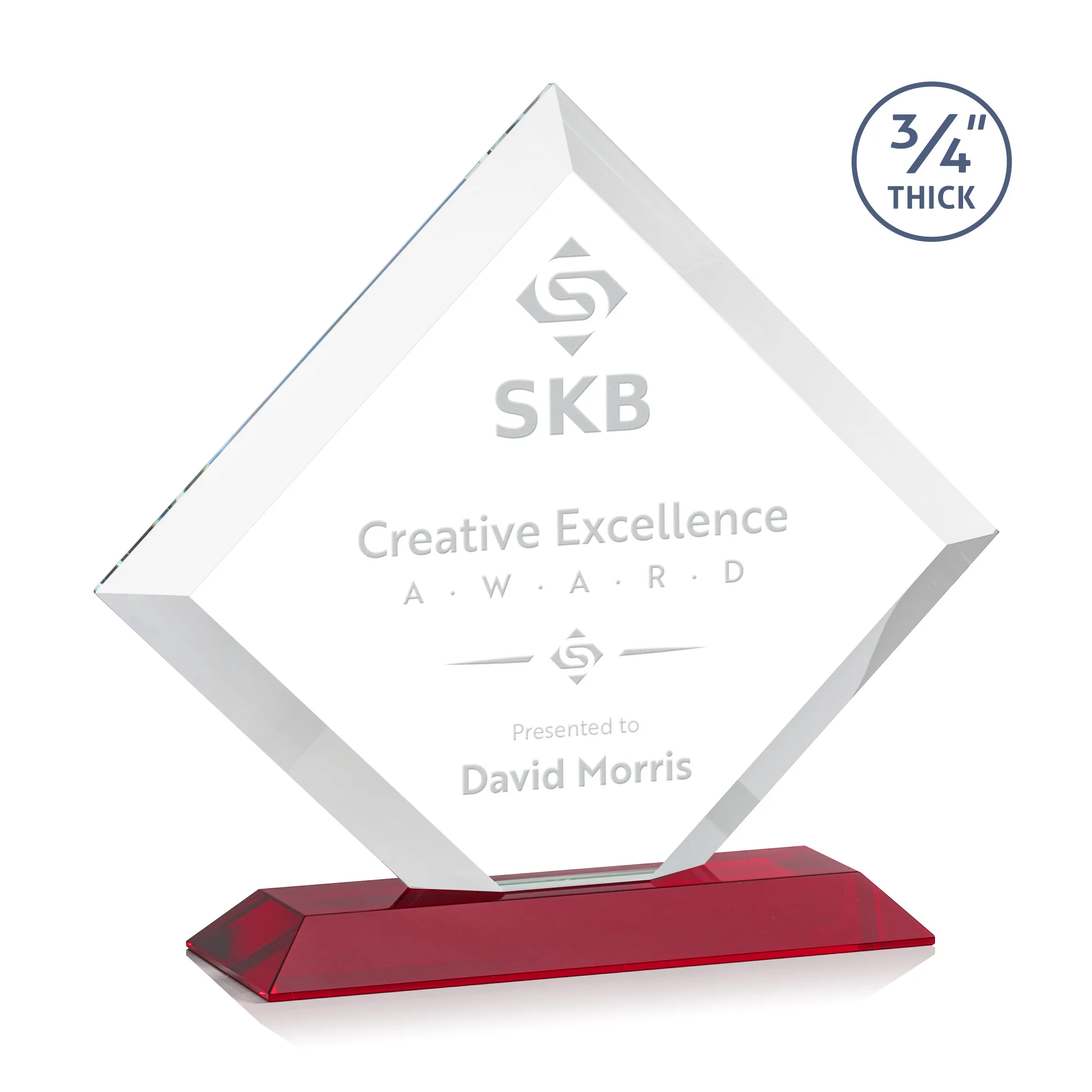 Deep Etch, Standard base, Red, 10.875" x 9.75" x 3"