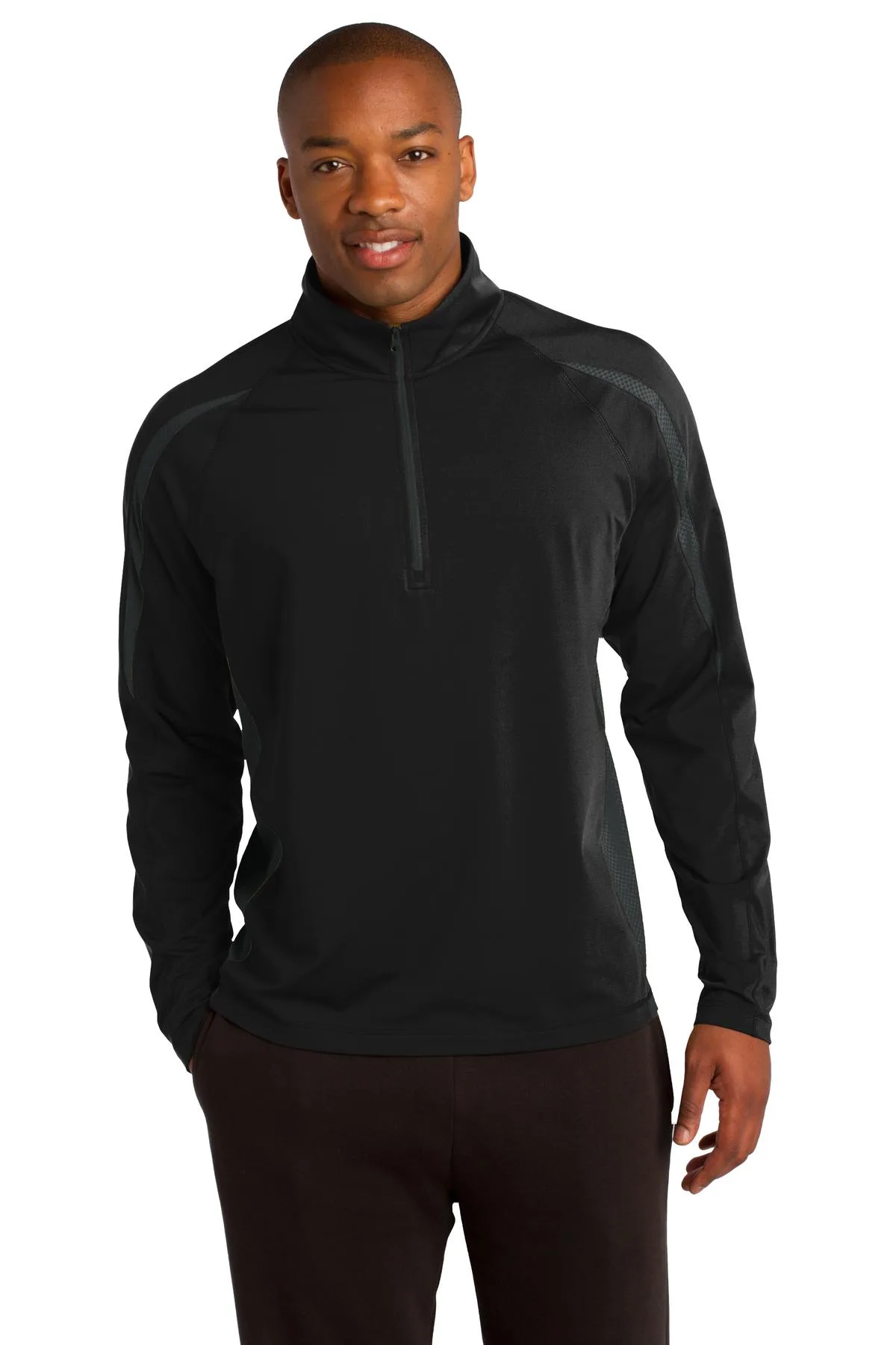 Sport-Tek® Sport-Wick® Stretch 1/2-Zip Colorblock Pullover.