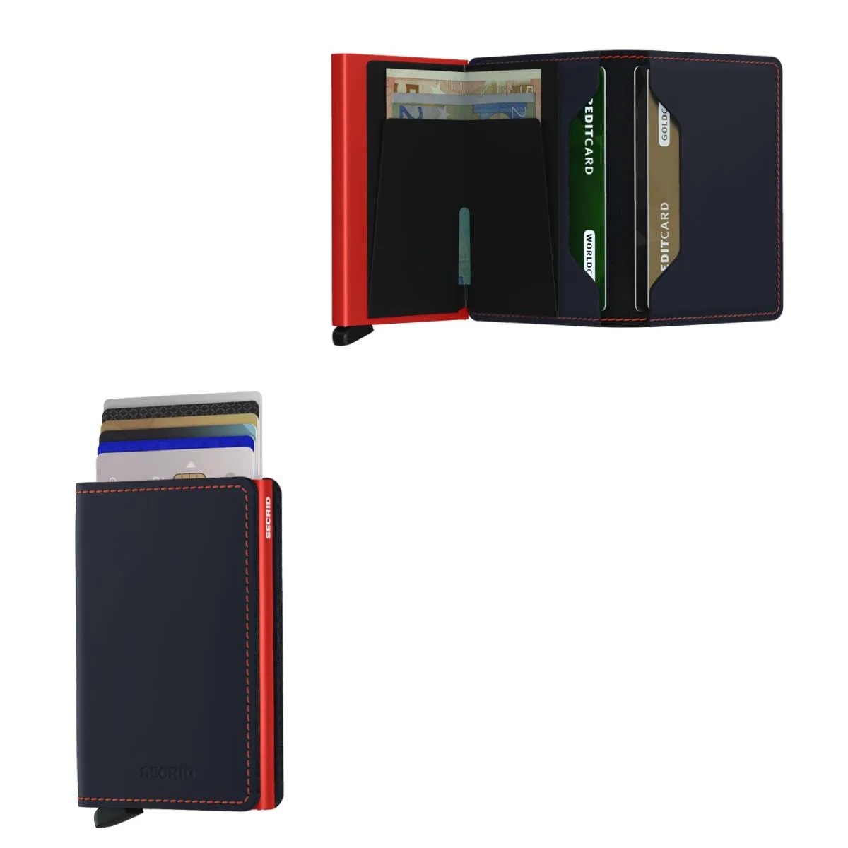 Secrid Slimwallet Matte Leather - Nightblue Orange