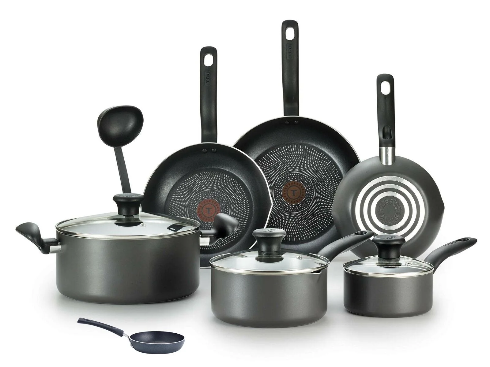T-fal Initiatives Non-Stick 10-Piece Cookware Set Specialty Non-Stick One-Egg Wonder Package - Black