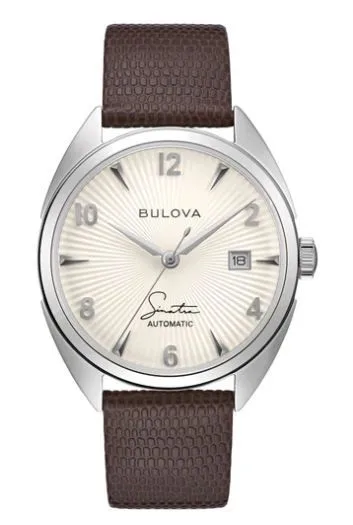 Citizen® Bulova Frank Sinatra Men's Automatic Brown Lizard Strap Watch w/Silver White Dial
