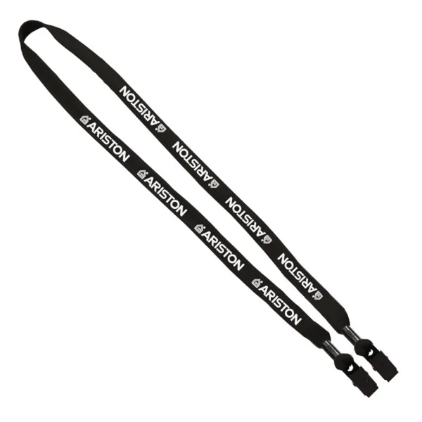 5/8" Double-Ended Polyester Shoelace Lanyard with Metal Crimp and Metal Bulldog Clip view 2