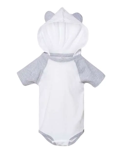 Rabbit Skins Fine Jersey Infant Short Sleeve Raglan Bodysuit w/Hood & Ears