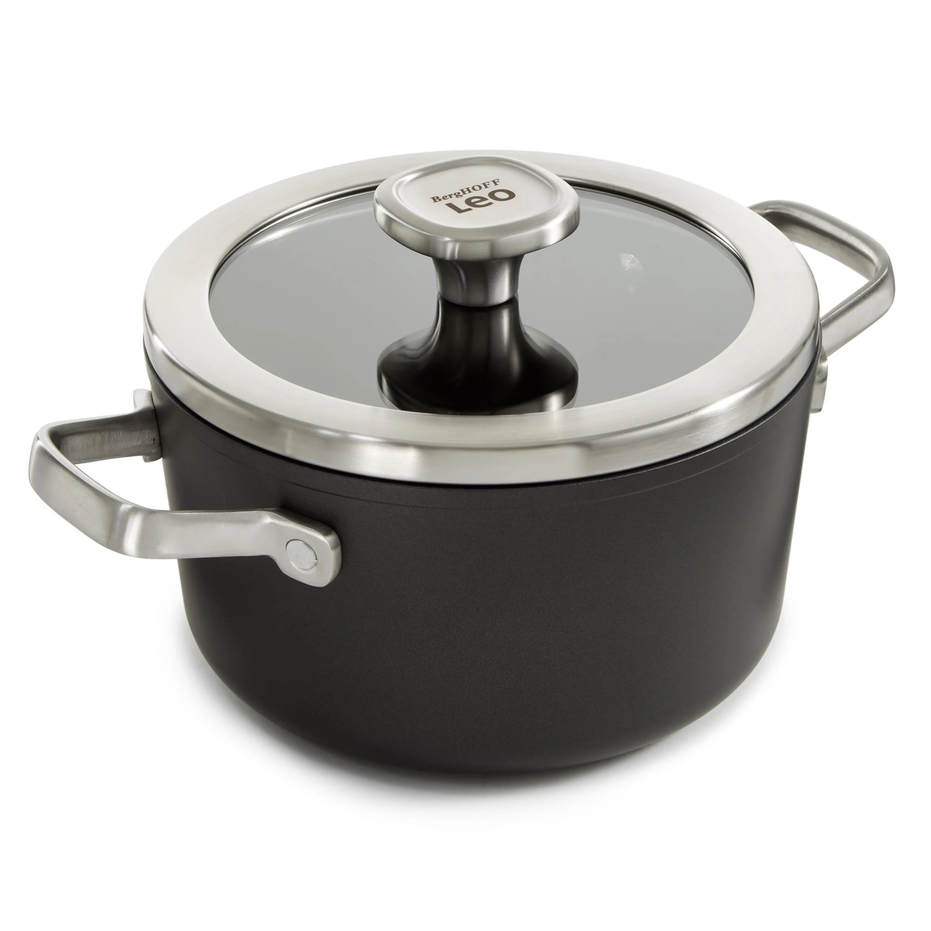 BergHoff Leo Graphite 8" Recycled Aluminum Ceramic Ns 3.3Qt Cov Saucepan