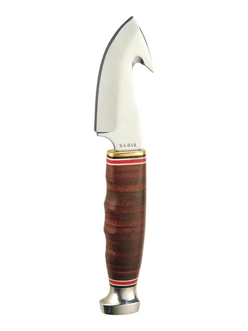 KA-BAR Knives Game Hook Knife w/Leather Handle & Sheath