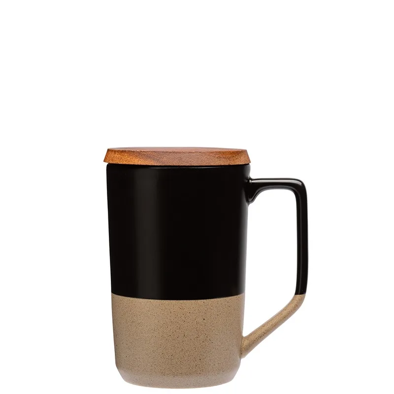Mogiana 15 oz. Two-Tone Ceramic Mug w/ Wood Lid view 2