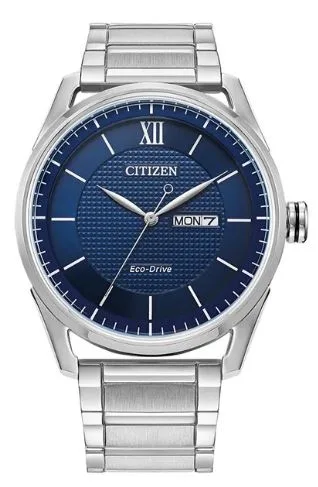 Citizen® Men's Classic Eco-Drive® Silver-Tone Stainless Steel Bracelet Watch w/Blue Dial