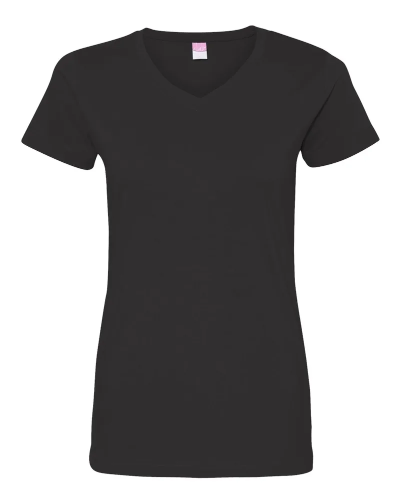 LAT® Sportswear Women's V-Neck Fine Jersey Tee