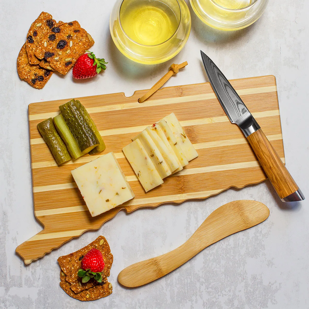 Connecticut Charcuterie Board with Spreader Knife Gift Set view 5