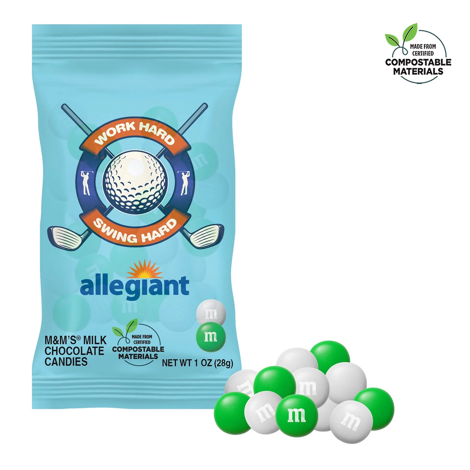 Golf - 1oz M&M'S® Trail Mix ECO-Digibag, Full Color, Color Choice