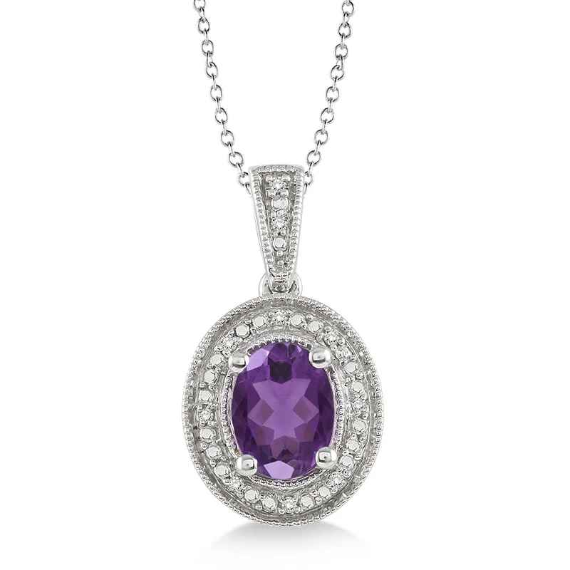 Jilco Inc Amethyst & Diamond Necklace
