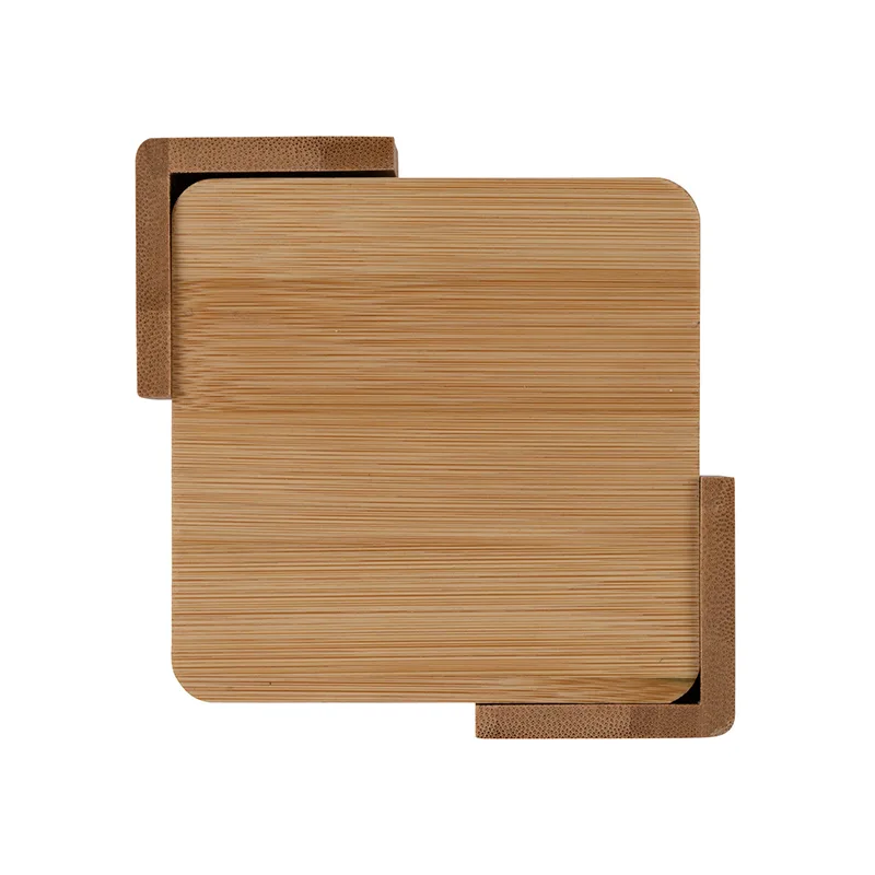 Brandon IV 4-Piece Bamboo Coaster Set view 2
