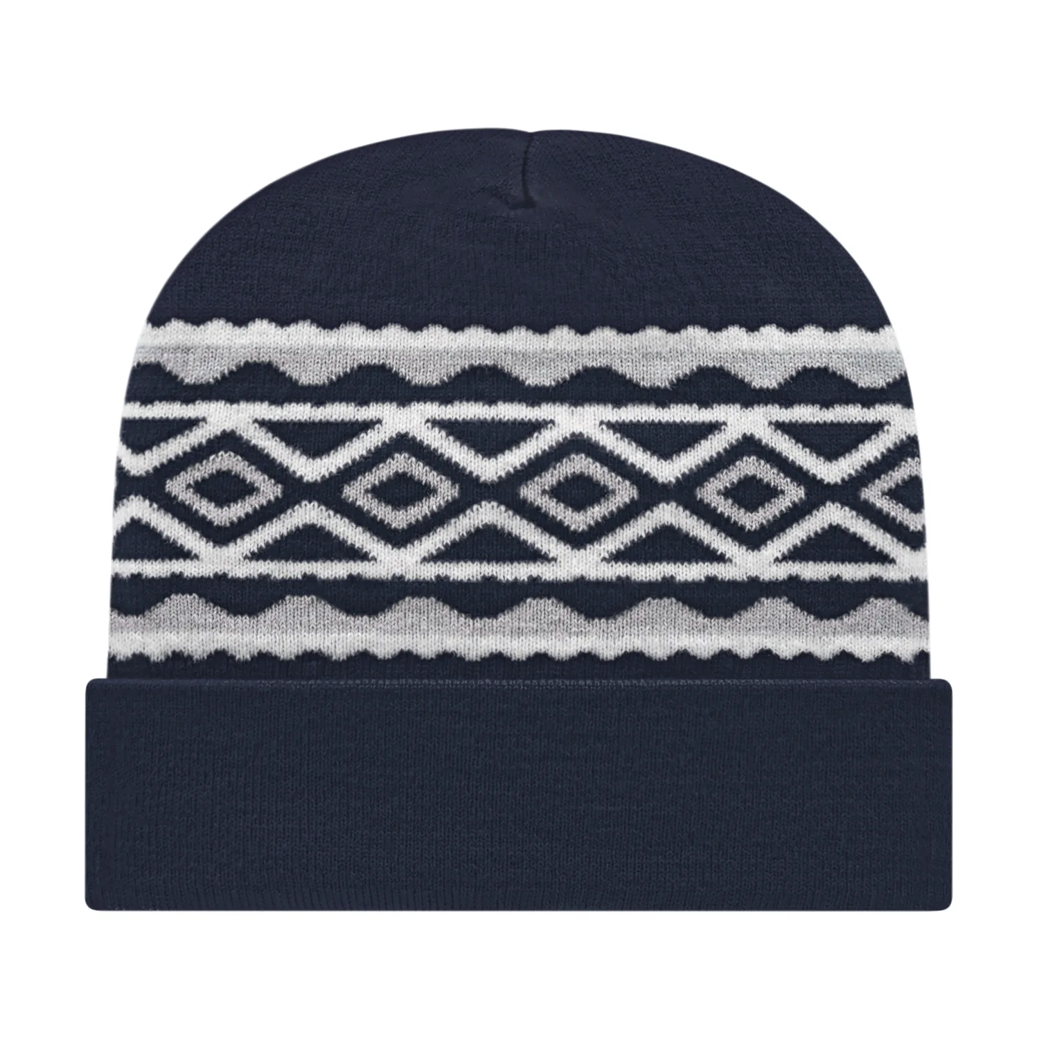 Diamond Pattern Knit Cap with Cuff view 5
