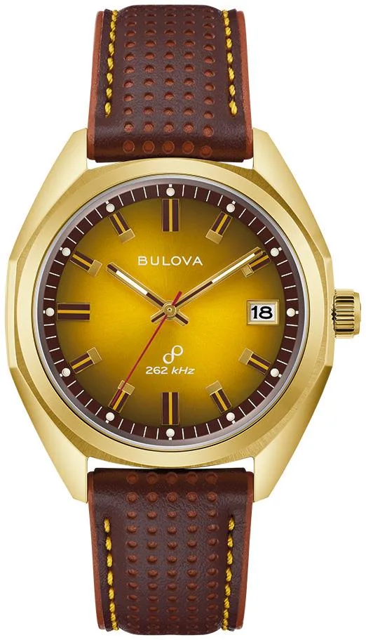 Bulova Watches Men's Jet Star Stainless Steel Strap Watch Gold-Tone Dial