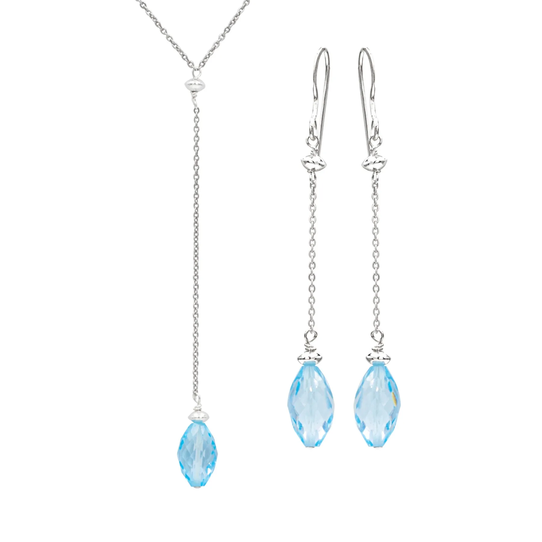 Antwerp Blue Topaz Briolette Earrings and Necklace