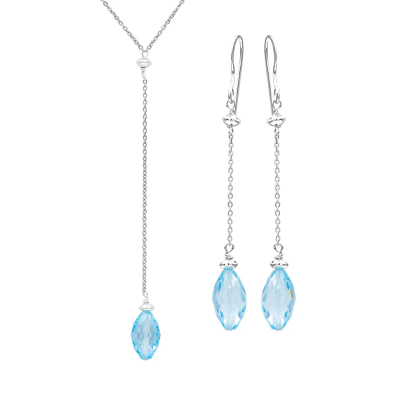Antwerp Blue Topaz Briolette Earrings and Necklace