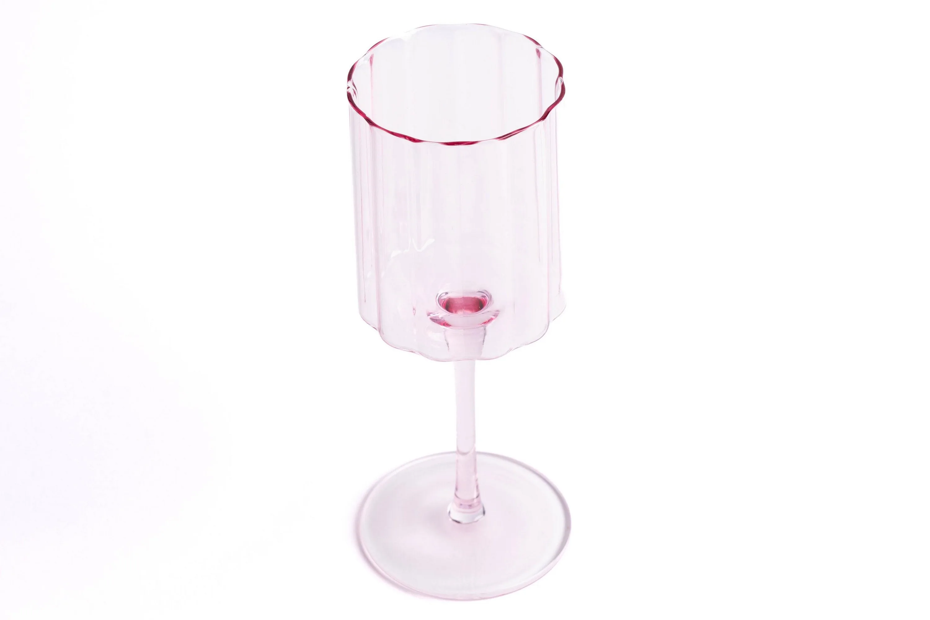Jeanne Fitz Jeanne Fitz Scalloped Rim Fluted Wine Glass, Set Of 4, 12 Oz. - Blush