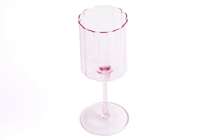 Jeanne Fitz Jeanne Fitz Scalloped Rim Fluted Wine Glass, Set Of 4, 12 Oz. - Blush