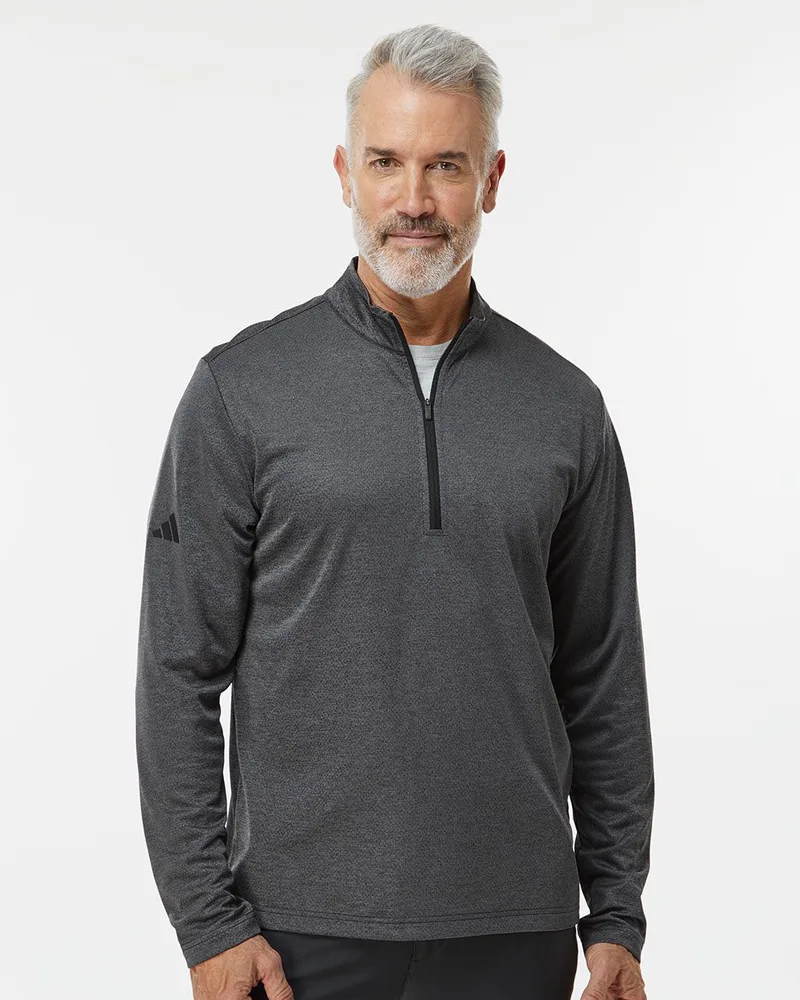 Adidas® Men's Space Dyed Quarter-Zip Pullover Sweater view 2