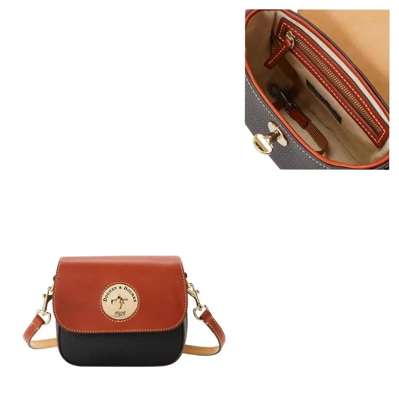 Dooney & Bourke Black Pebble Turnlock Flap Saddle