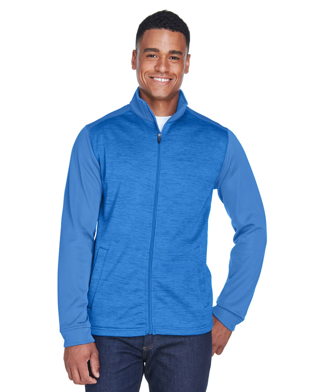 Devon and Jones Men's Newbury Colorblock Mélange Fleece Full-Zip view 3