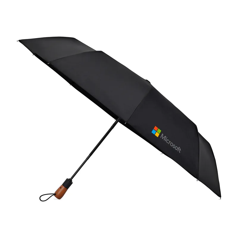 Elements 46" Recycled Auto Open & Close Executive Folding Umbrella - Black