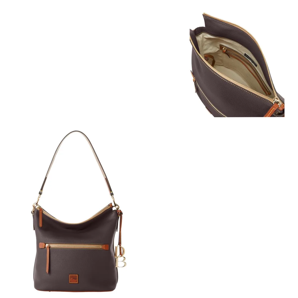 Dooney & Bourke Brown Pebble Grain Large Sac