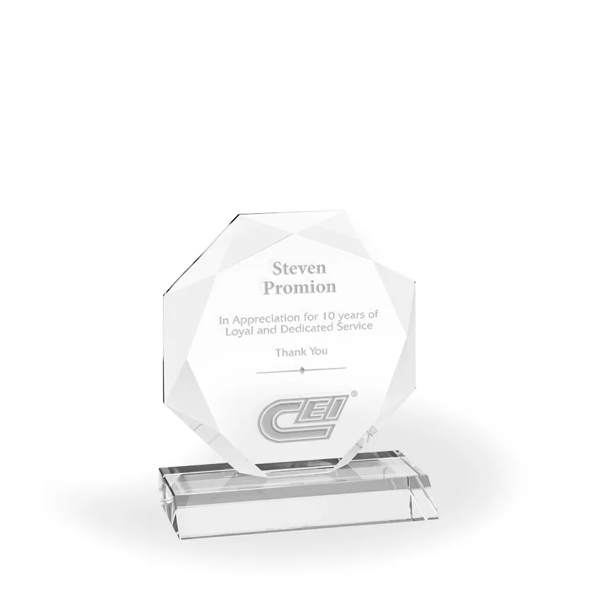 Majestic Octagon Diamond Crystal Award, Small