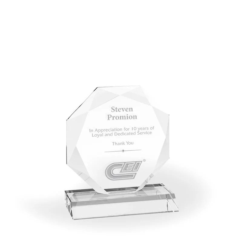 Majestic Octagon Diamond Crystal Award, Small