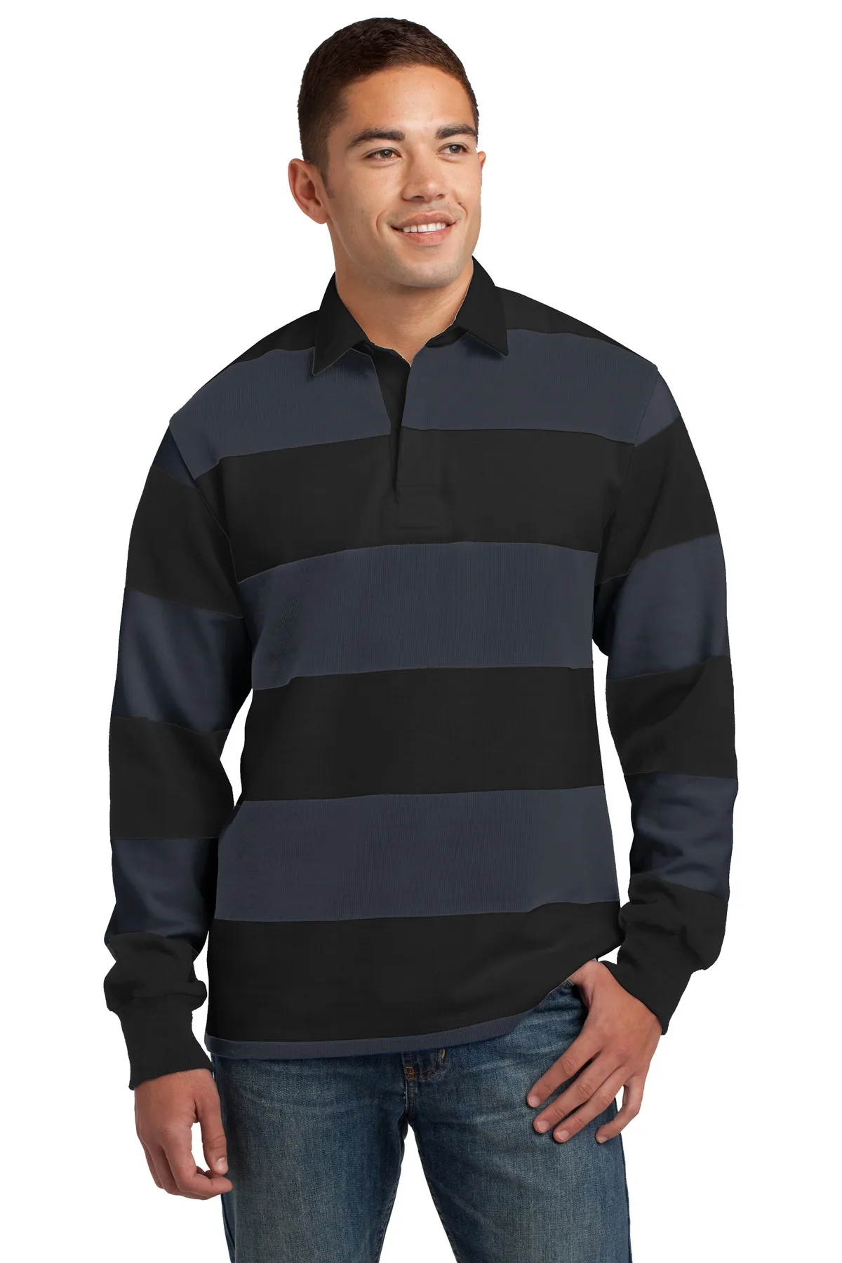 Sport-Tek® Classic Long Sleeve Rugby Polo.