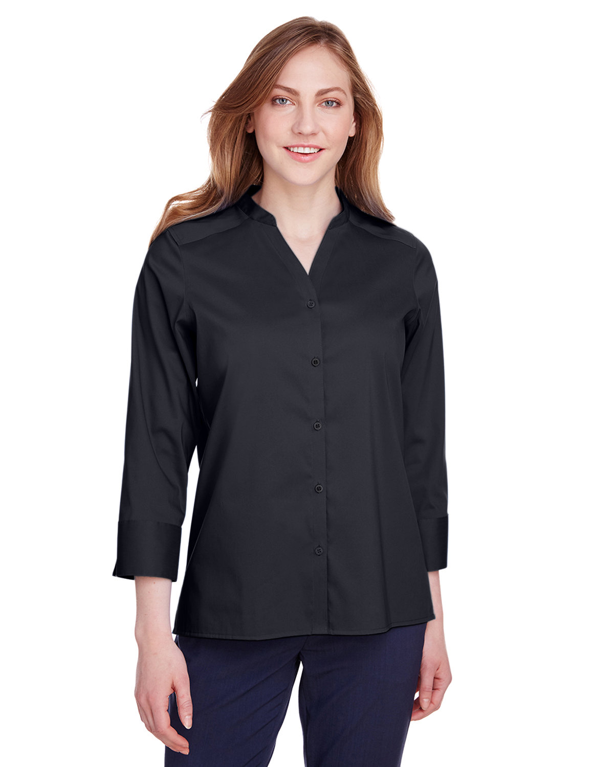 Devon and Jones Ladies' Crown Collection® Stretch Broadcloth Three-Quarter Sleeve Blouse
