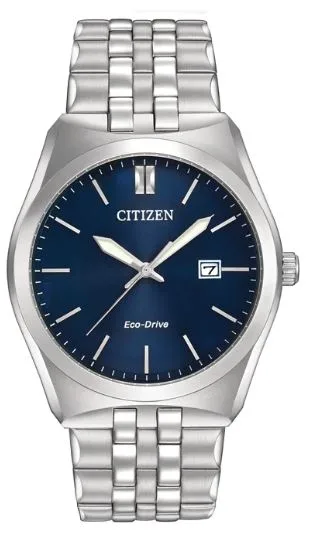 Citizen® Men's Corso Eco-Drive® Stainless Steel Watch w/Blue Dial