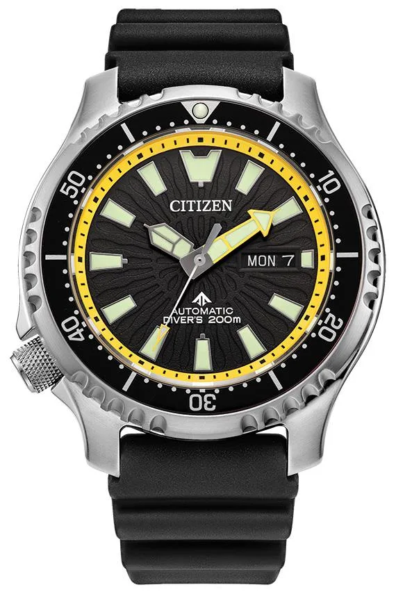 Citizen Watch Men's Promaster Dive Automatics Fugu Polyurethane Strap Watch Black Dial